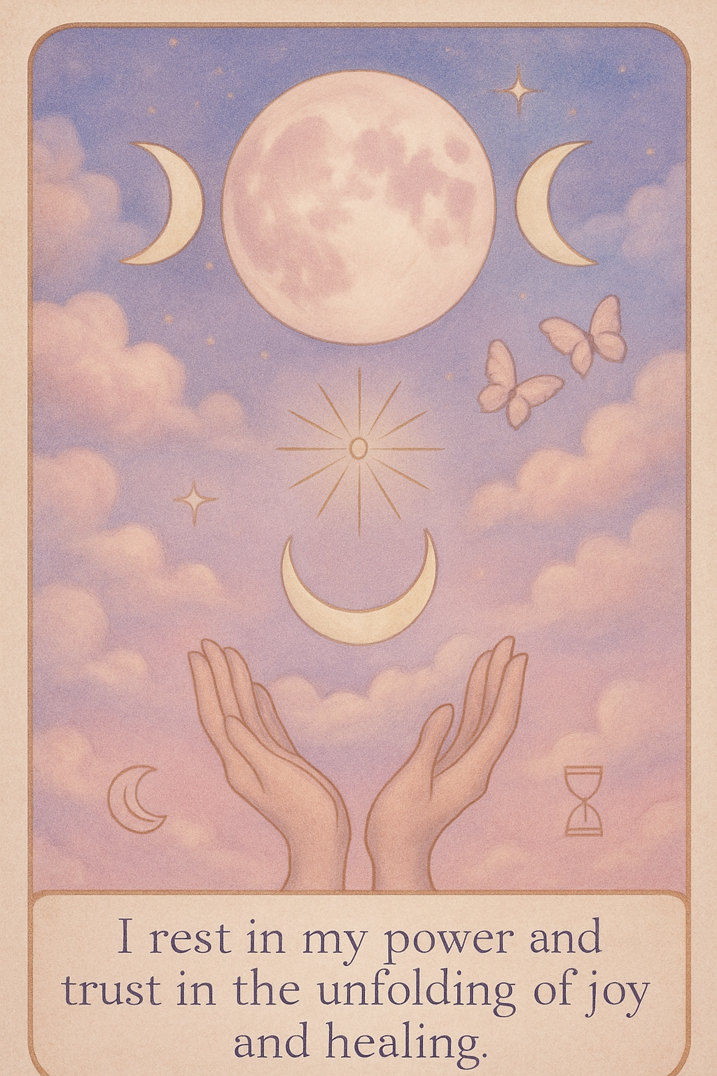 Affirmation card with themes: Rest, empowerment, joy, healing, patience